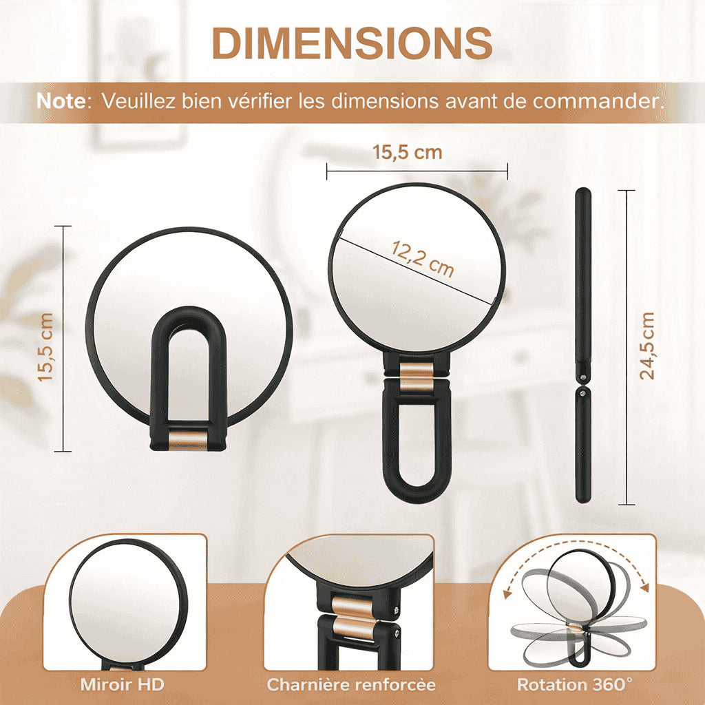Miroir Grossissant Double Face 1x / 50x – Précision Maquillage & Soins du Visage