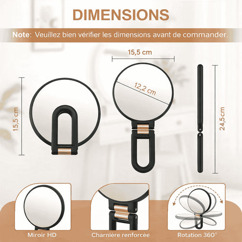 Miroir Grossissant Double Face 1x / 50x – Précision Maquillage & Soins du Visage