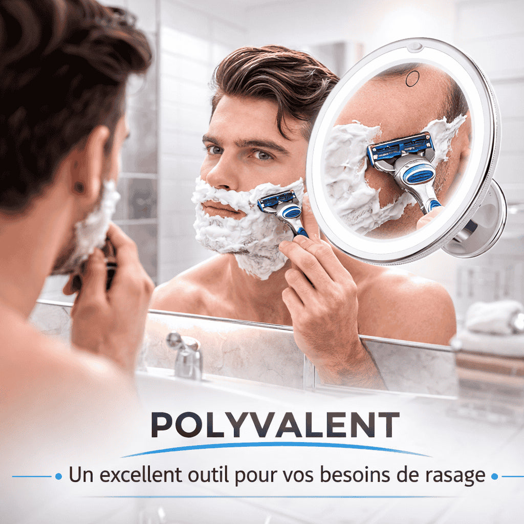 Miroir grossissant x10 pour rasage de précision