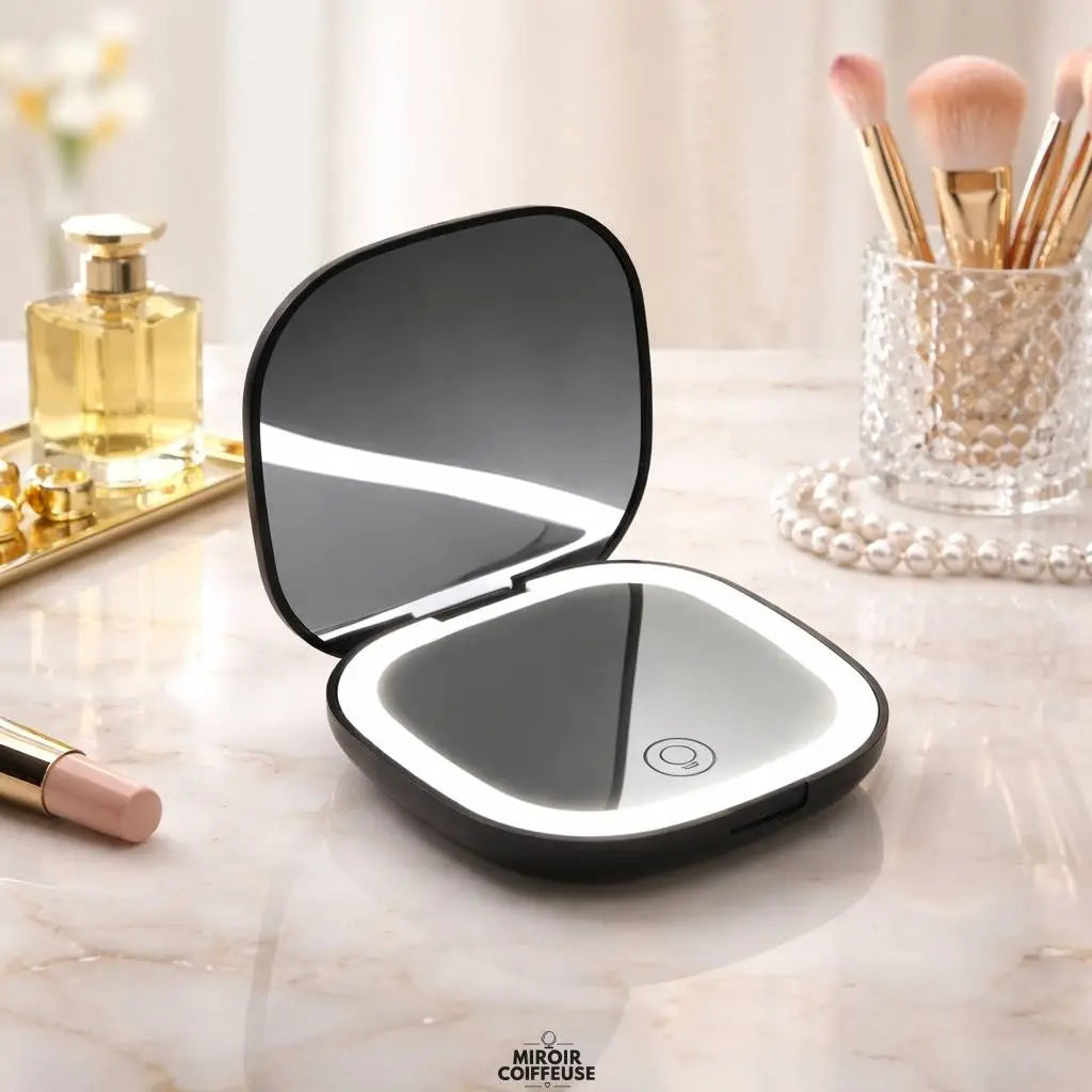 Miroir de poche LED grossissant