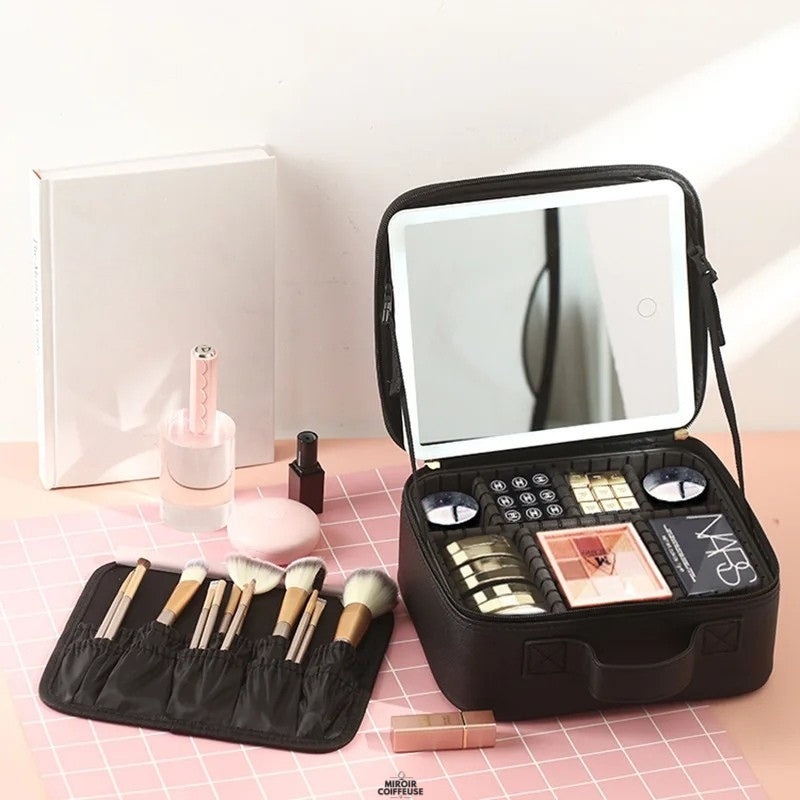 Trousse Maquillage Miroir LED Noir