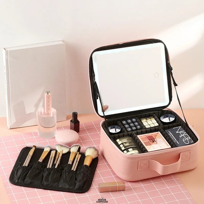 Trousse Maquillage Miroir LED Rose